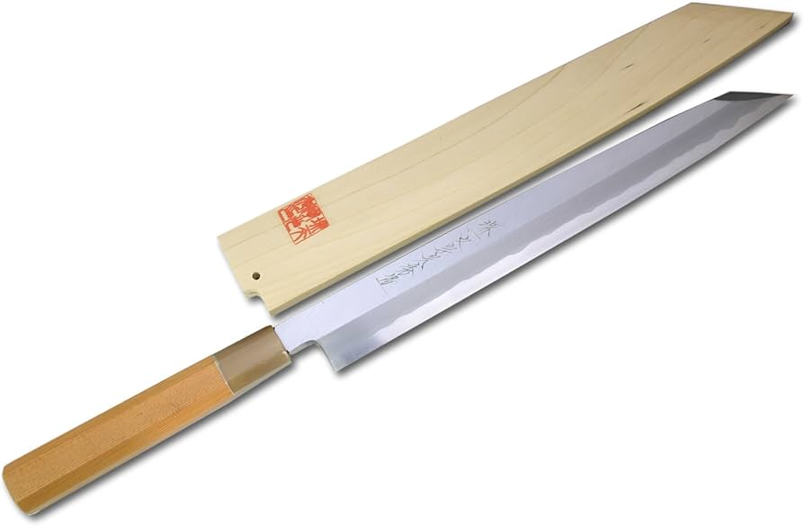 Amazon|堺一文字光秀 和包丁 ハガネ 青鋼 紋鍛錬 刺身包丁 切付柳刃